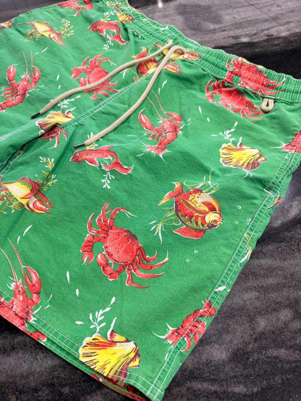 Polo Ralph Lauren Swim Trunks Mens XL Green Seafood Lobster Crab Fish Nautical